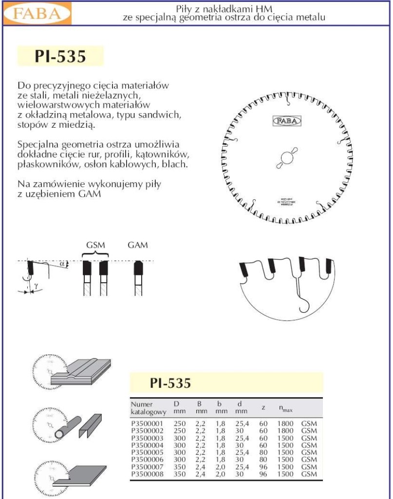 pily do stali PI-535